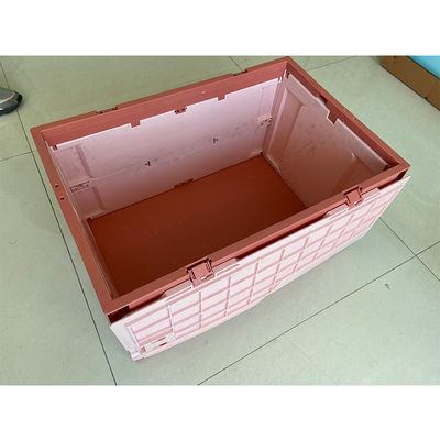 সংযুক্ত ঢাকনা দিয়ে ভাঁজ করা HDPE প্লাস্টিক স্টোরেজ ক্রেট